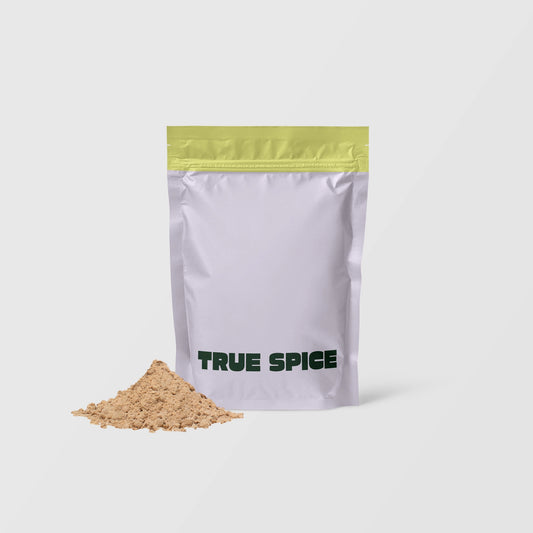 True Spice Maitake mushroom powder packaging with superfood powder shown